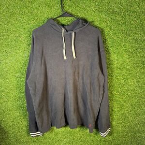 Polo Ralph Lauren 2XL Men Black Waffle Knit Long Sleeve Hoodie Athletic Pullover